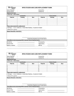 rfid sticker replacement form